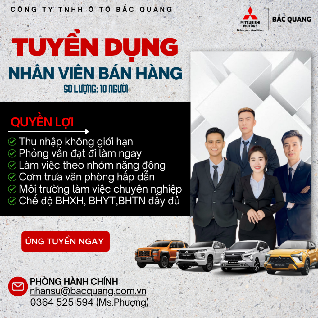 TUYỂN DỤNG NHÂN VIÊN BÁN HÀNG