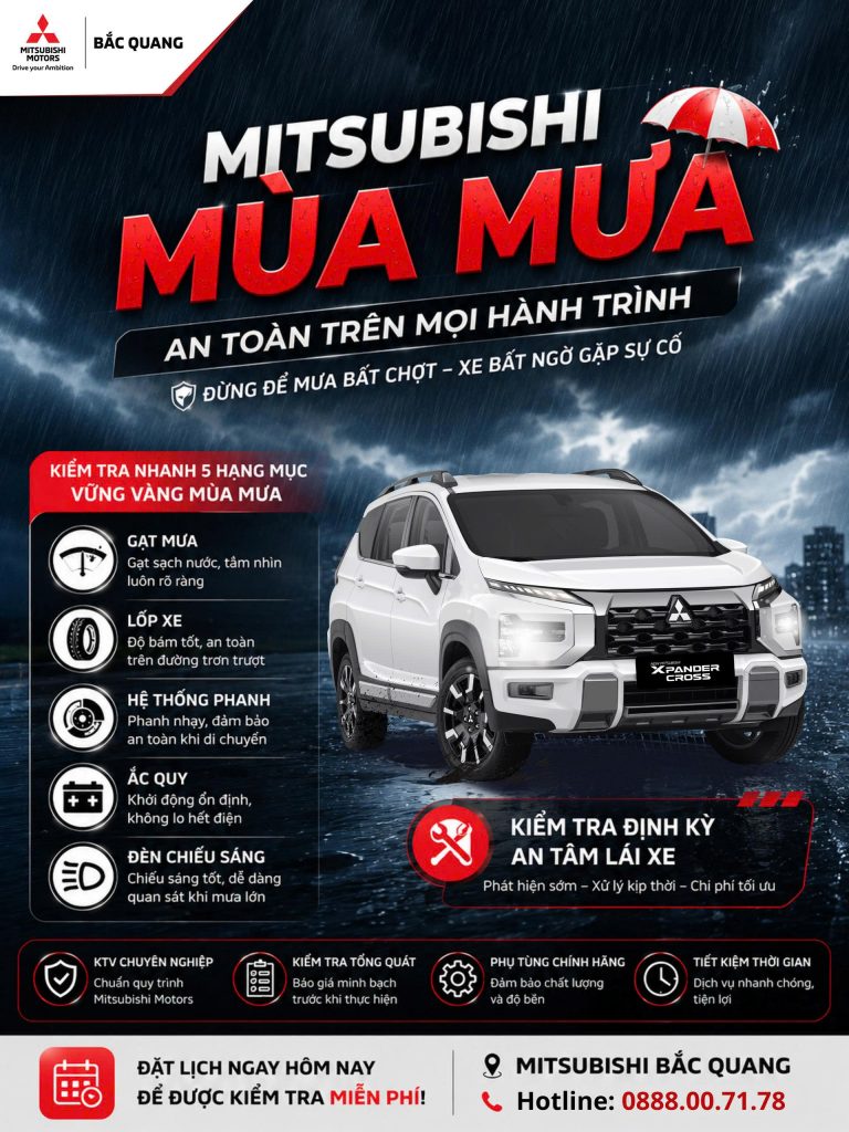 MITSUBISHI MÙA MƯA – AN TOÀN TRÊN MỌI HÀNH TRÌNH